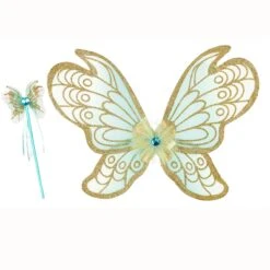 Aqua Glitter Wings & Wand Set