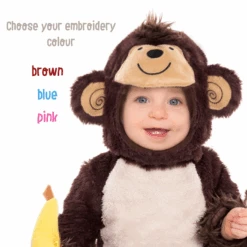AMSCAN Personalised Baby Monkey Costume - Monkey Around -Dreamy Outfits Shop BabyMonkey embroiderycolour