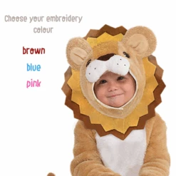 AMSCAN Personalised Baby Lion Costume- Little Roar -Dreamy Outfits Shop Littleroar embroiderycolour