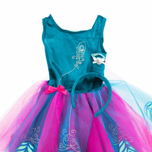 Children's Peacock Tutu Dress With Headband - Image 4